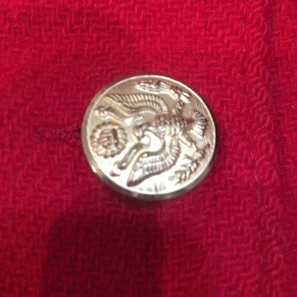 Vintage lipstick red wool blazer with gold buttons size 8 - Picture 2 of 3